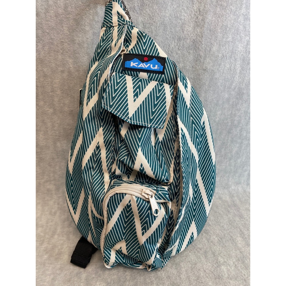 Kavu Crossbody Bag in Teal and White
